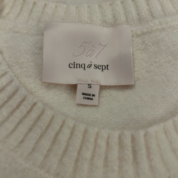 Cinq a Sept wool blend Floral Embroidered Cream Sweater NWOT - Picture 9 of 9